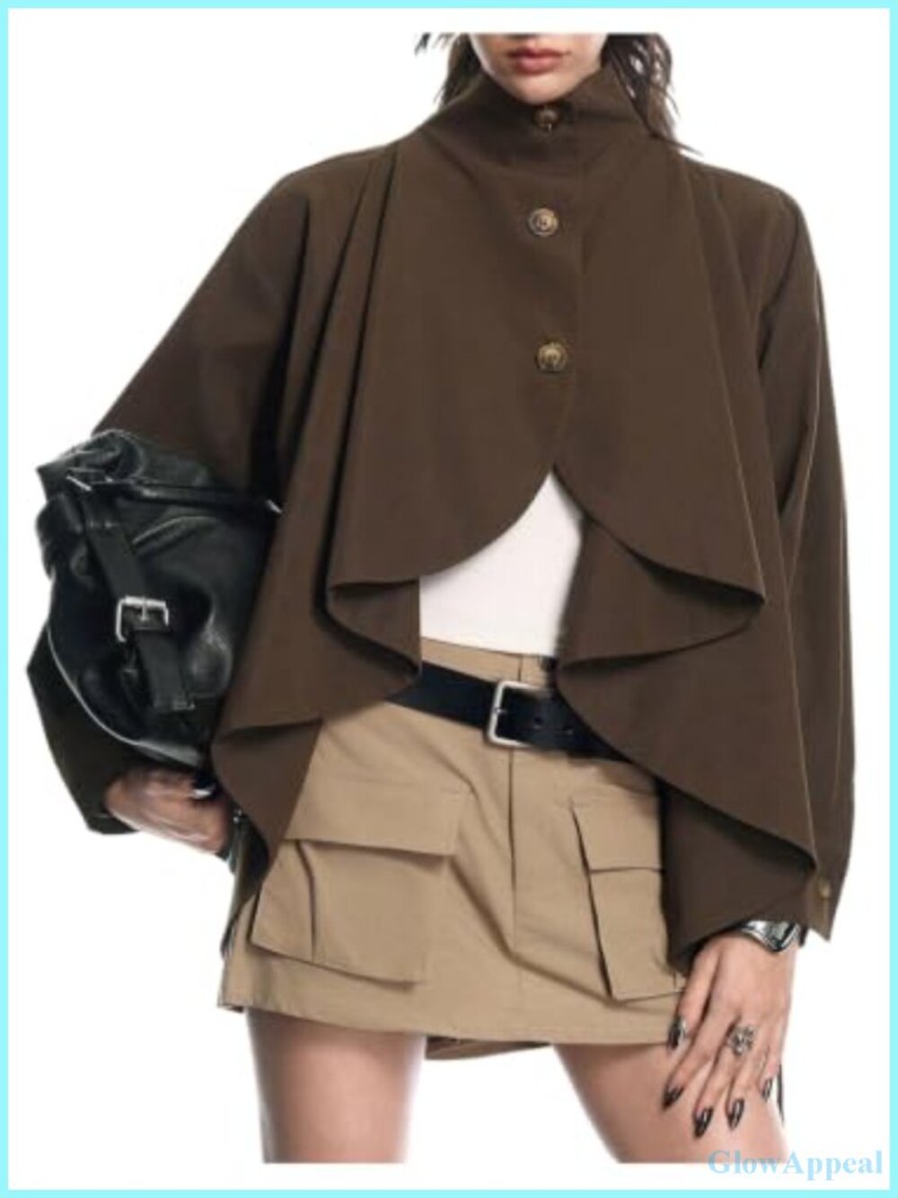 Women's Oversized Trench Coat Asymmetrical Long Sleeve Lapel Collar